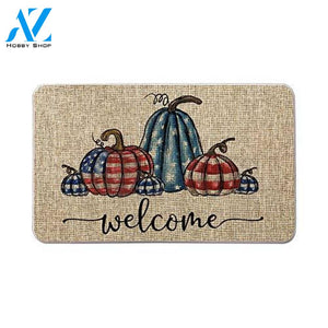 Artoid Mode Welcome Watercolor Buffalo Plaid Pumpkin Decorative Doormat Welcome Mat House Warming Gift Home Decor Funny Doormat Gift Idea