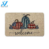 Artoid Mode Welcome Watercolor Buffalo Plaid Pumpkin Decorative Doormat Welcome Mat House Warming Gift Home Decor Funny Doormat Gift Idea