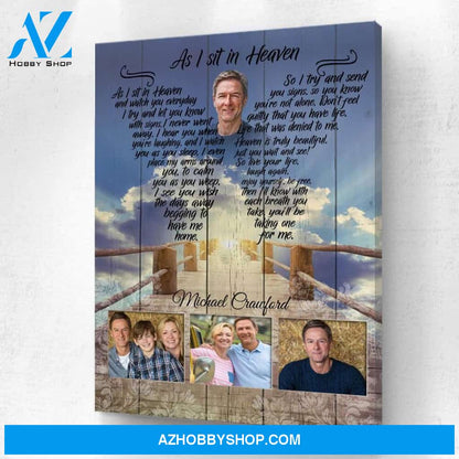 As I Sit In Heaven Angelic Oasis, Memorial, Personalized Photo Memorial Canvas, Canvas Wall Art Gift For Family Gift for Remembrance