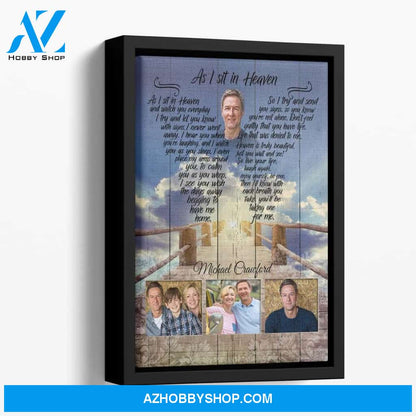 As I Sit In Heaven Angelic Oasis, Memorial, Personalized Photo Memorial Canvas, Canvas Wall Art Gift For Family Gift for Remembrance