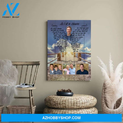 As I Sit In Heaven Angelic Oasis, Memorial, Personalized Photo Memorial Canvas, Canvas Wall Art Gift For Family Gift for Remembrance