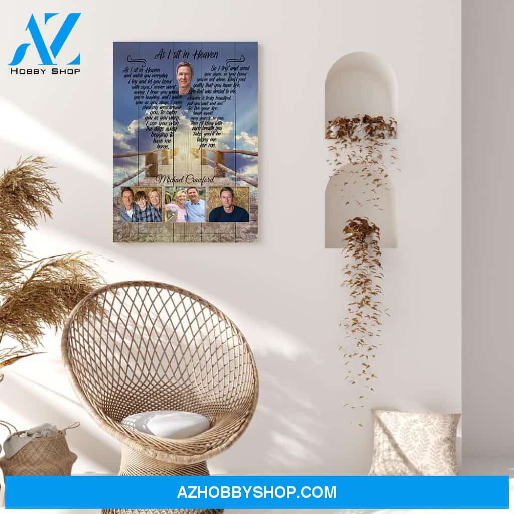 As I Sit In Heaven Angelic Oasis, Memorial, Personalized Photo Memorial Canvas, Canvas Wall Art Gift For Family Gift for Remembrance