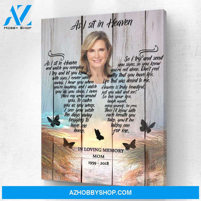 As I Sit In Heaven Beach Background, Canvas, Canvas Wall Art Gift For Family Gift for Remembrance