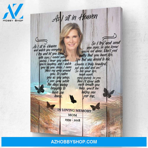 As I Sit In Heaven Beach Background, Canvas, Canvas Wall Art Gift For Family Gift for Remembrance