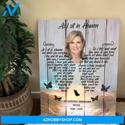 As I Sit In Heaven Beach Background, Personalized Photo Memorial Canvas, Canvas Wall Art Gift For Family Gift for Remembrance