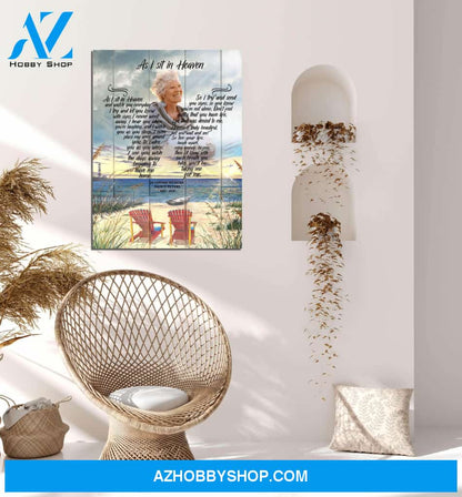 As I Sit In Heaven Beach Chair Background, Personalized Photo Memorial Canvas, Canvas Wall Art Gif For Family Gift