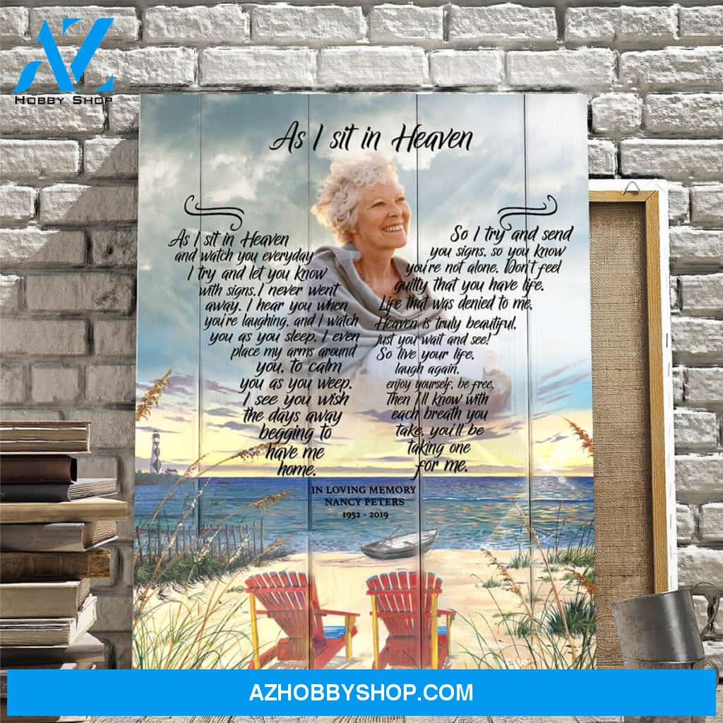 As I Sit In Heaven Beach Chair Background, Canvas, Canvas Wall Art Gif For Family Gift