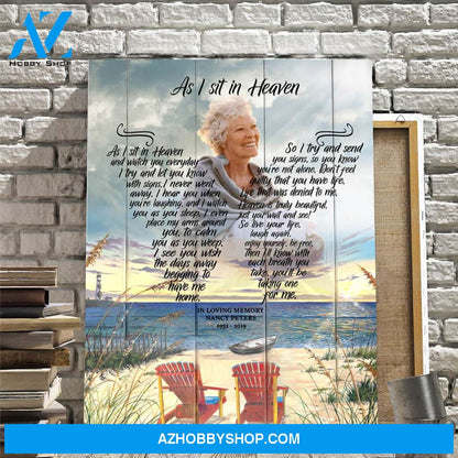 As I Sit In Heaven Beach Chair Background, Canvas, Canvas Wall Art Gif For Family Gift