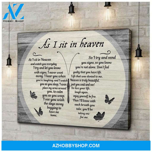 As I Sit In Heaven Butterfly Typography Poster Canvas