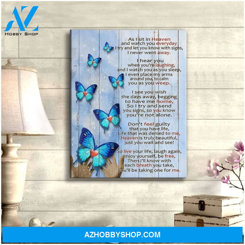As I Sit In Heaven Butterfly Wall Art Canvas, Wall Decor Visual Art