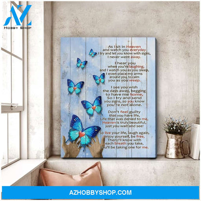 As I Sit In Heaven Butterfly Wall Art Canvas, Wall Decor Visual Art