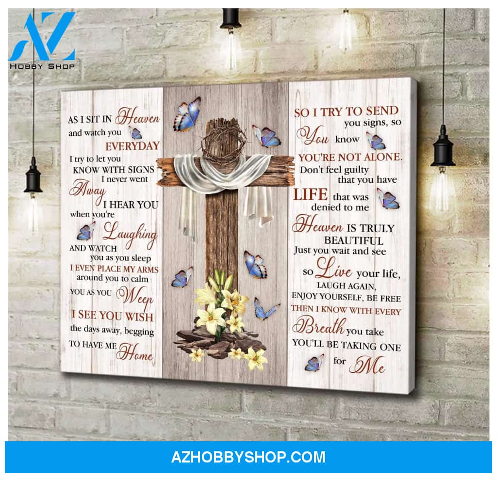 As I Sit In Heaven Butterfly Wall Art Canvas, Wall Decor Visual Art