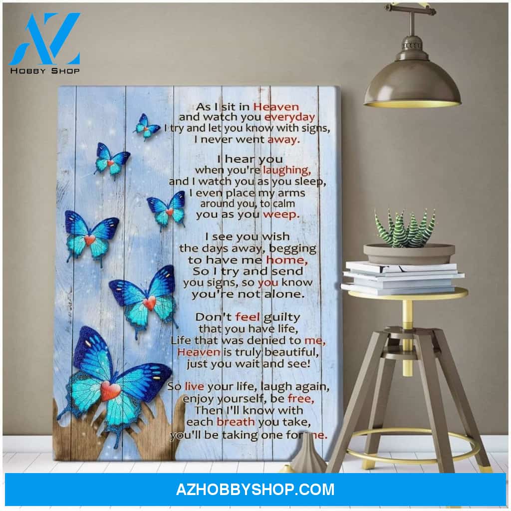 As I Sit In Heaven Butterfly Wall Art Canvas, Wall Decor Visual Art