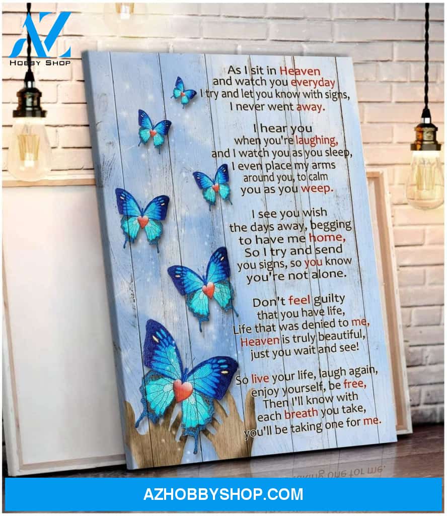 As I Sit In Heaven Butterfly Wall Art Canvas, Wall Decor Visual Art