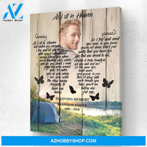 As I Sit In Heaven Camping Background Personalized Photo Memorial Canvas, Canvas Wall Art Gif For Family Gift for Remembrance
