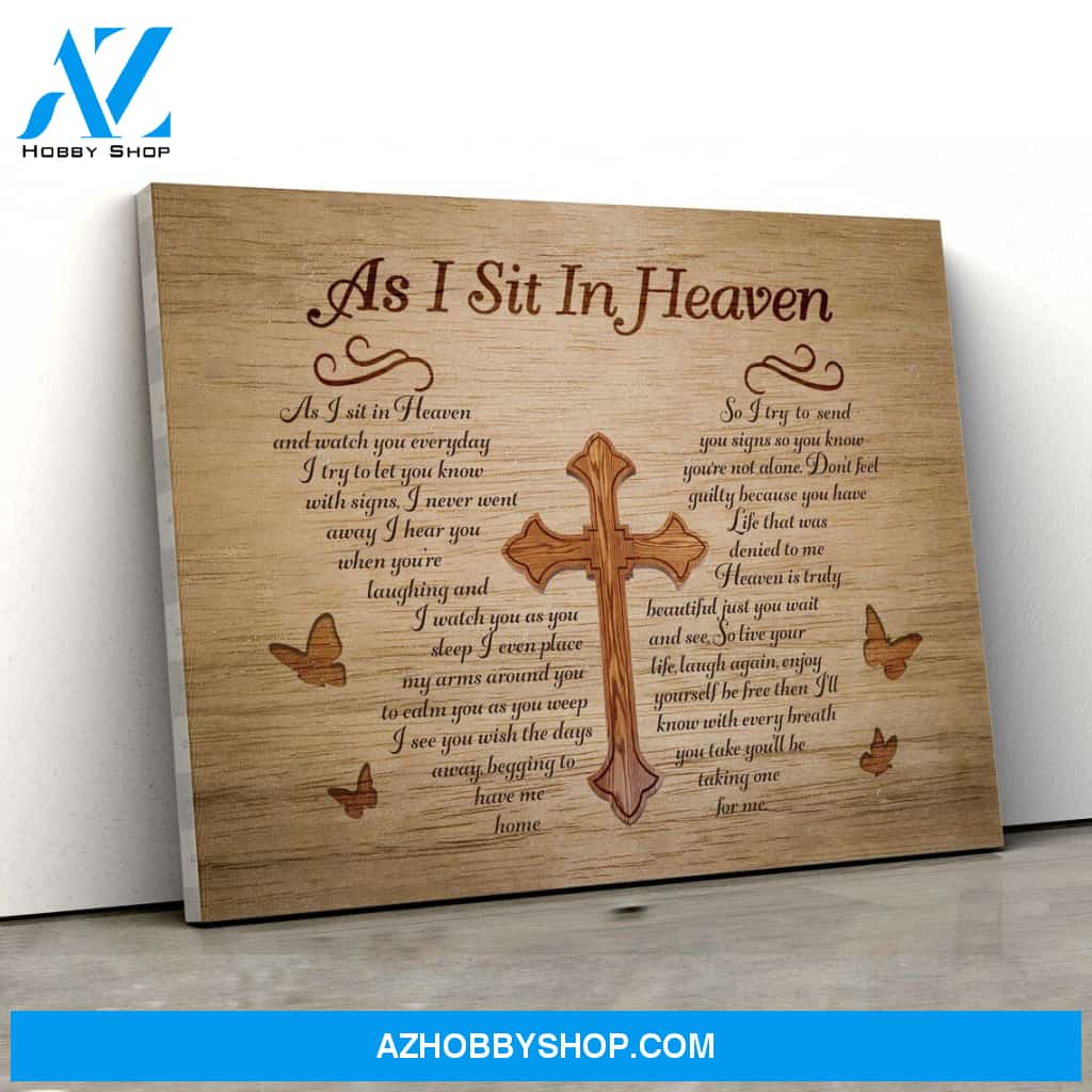 As I Sit In Heaven Canvas - Memorial Canvas, Butterfly Canvas, Poem Canvas - Canvas Prints