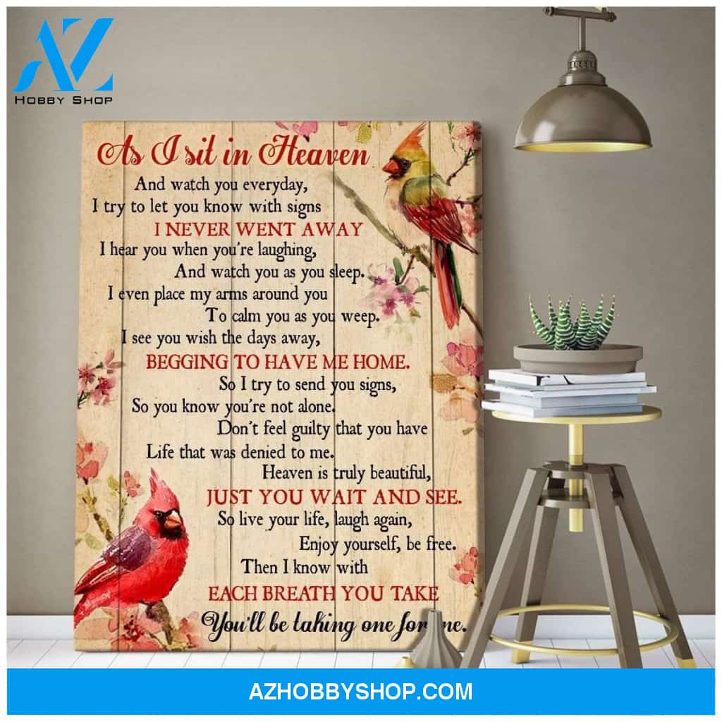 As I Sit In Heaven Cardinal 4 Wall Art Canvas, Wall Decor Visual Art