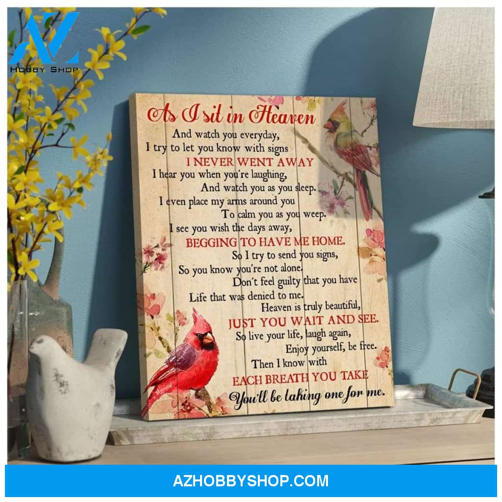 As I Sit In Heaven Cardinal 4 Wall Art Canvas, Wall Decor Visual Art