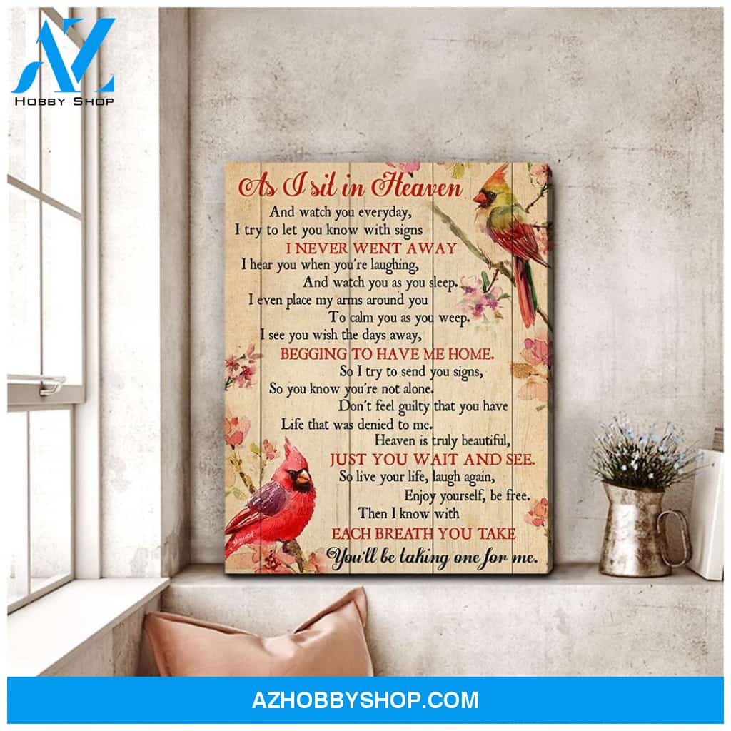 As I Sit In Heaven Cardinal 4 Wall Art Canvas, Wall Decor Visual Art