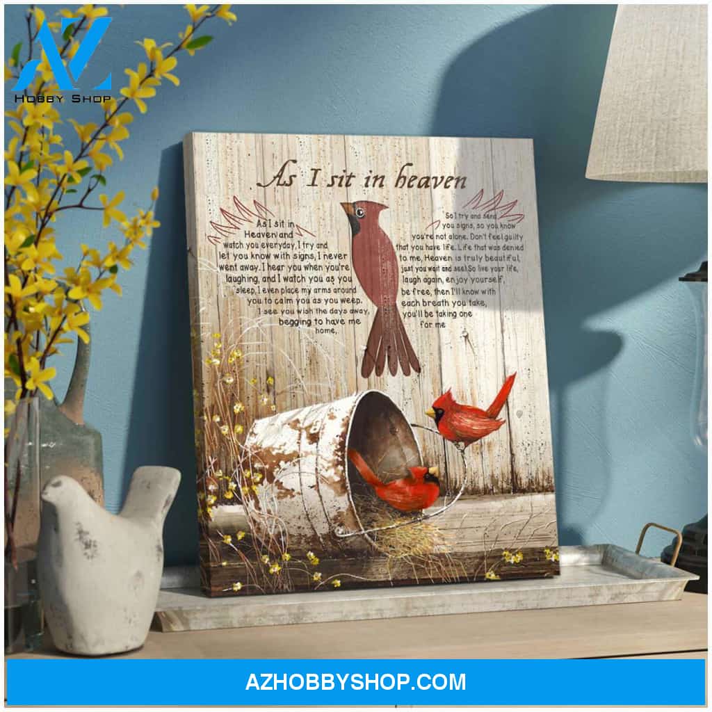 As I Sit In Heaven Cardinal Canvas Wall Art Decor, Wall Decor Visual Art