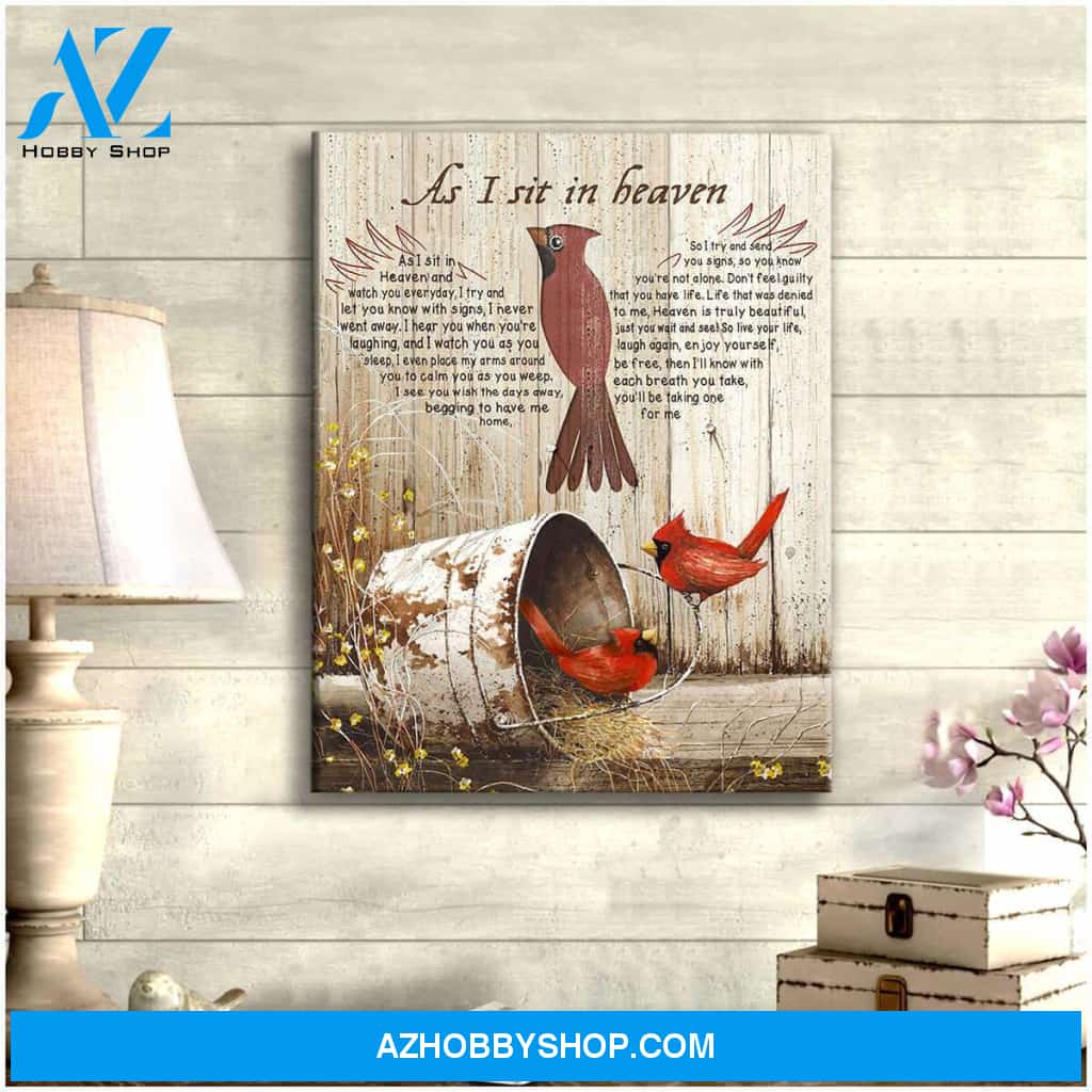 As I Sit In Heaven Cardinal Canvas Wall Art Decor, Wall Decor Visual Art
