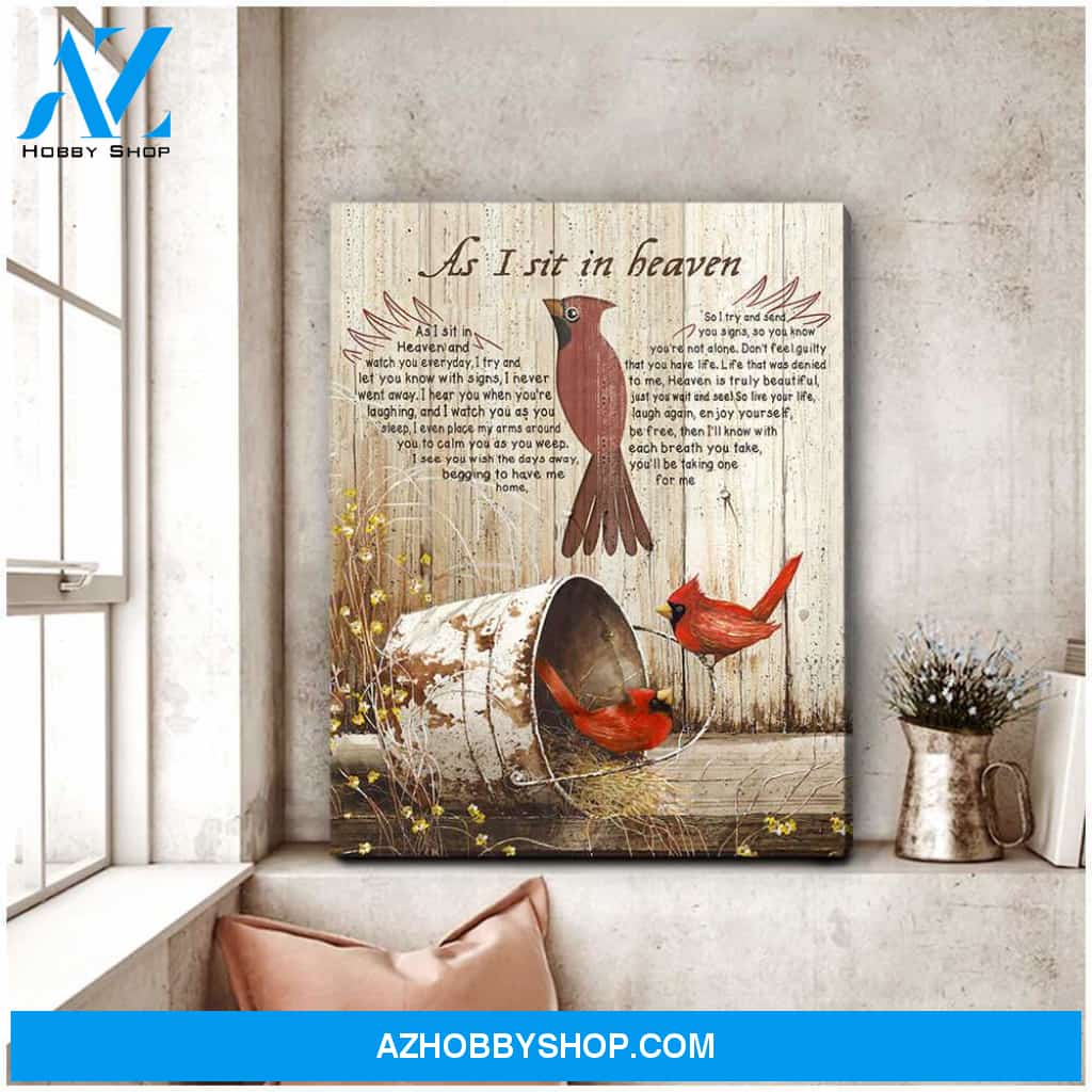 As I Sit In Heaven Cardinal Canvas Wall Art Decor, Wall Decor Visual Art