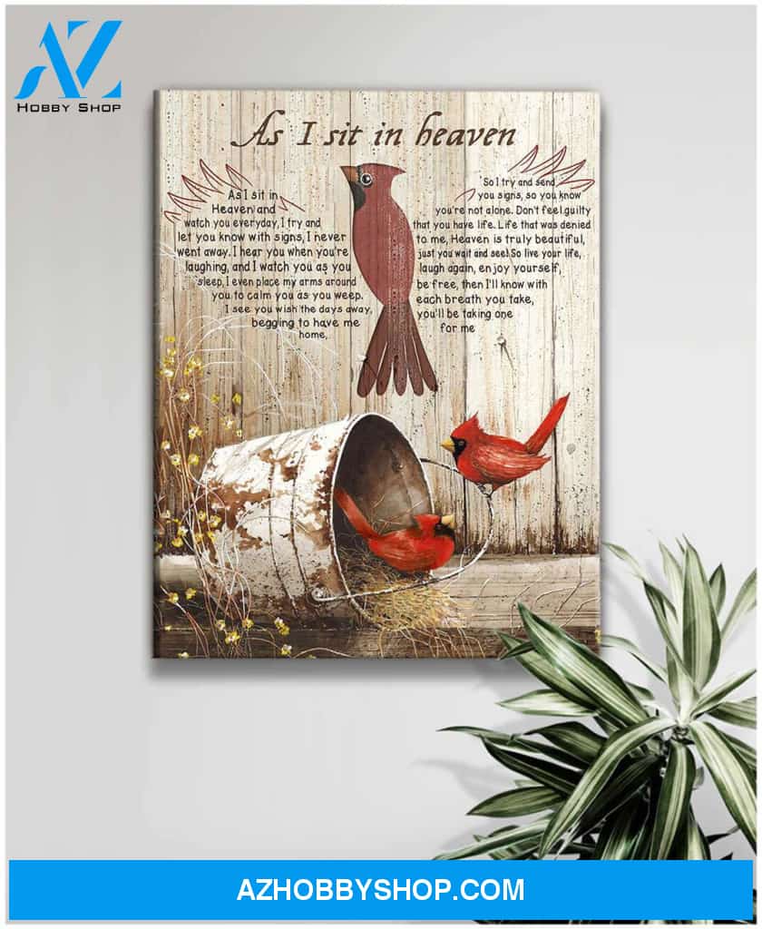 As I Sit In Heaven Cardinal Canvas Wall Art Decor, Wall Decor Visual Art