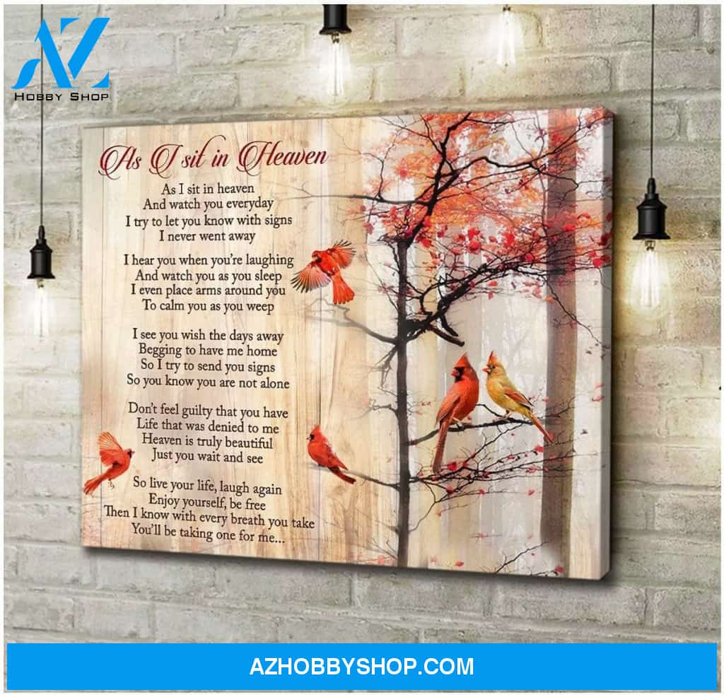 As I Sit In Heaven Cardinal Wall Art Canvas, Wall Decor Visual Art