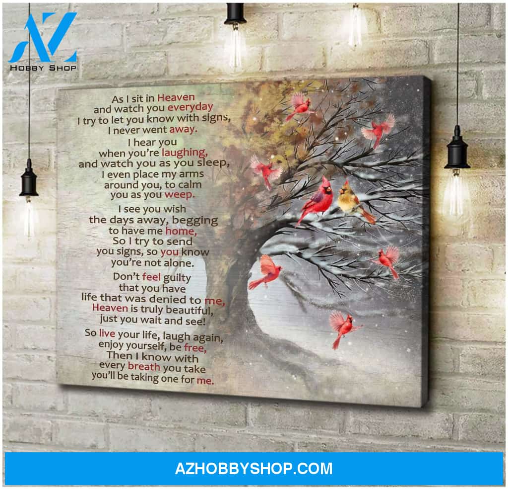 As I Sit In Heaven Cardinal Wall Art Canvas, Wall Decor Visual Art