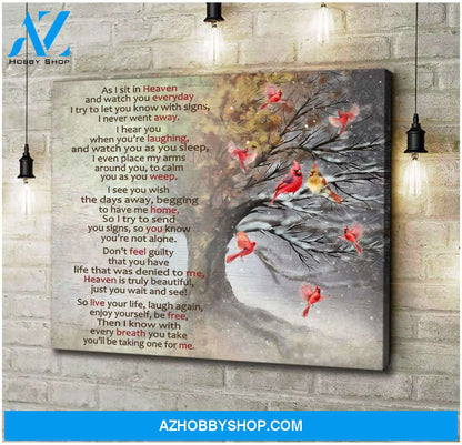 As I Sit In Heaven Cardinal Wall Art Canvas, Wall Decor Visual Art