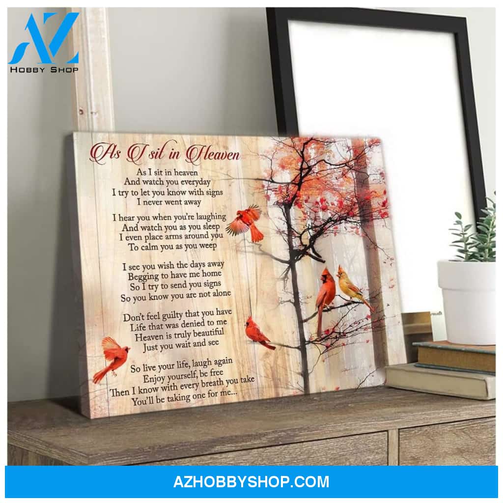 As I Sit In Heaven Cardinal Wall Art Canvas, Wall Decor Visual Art
