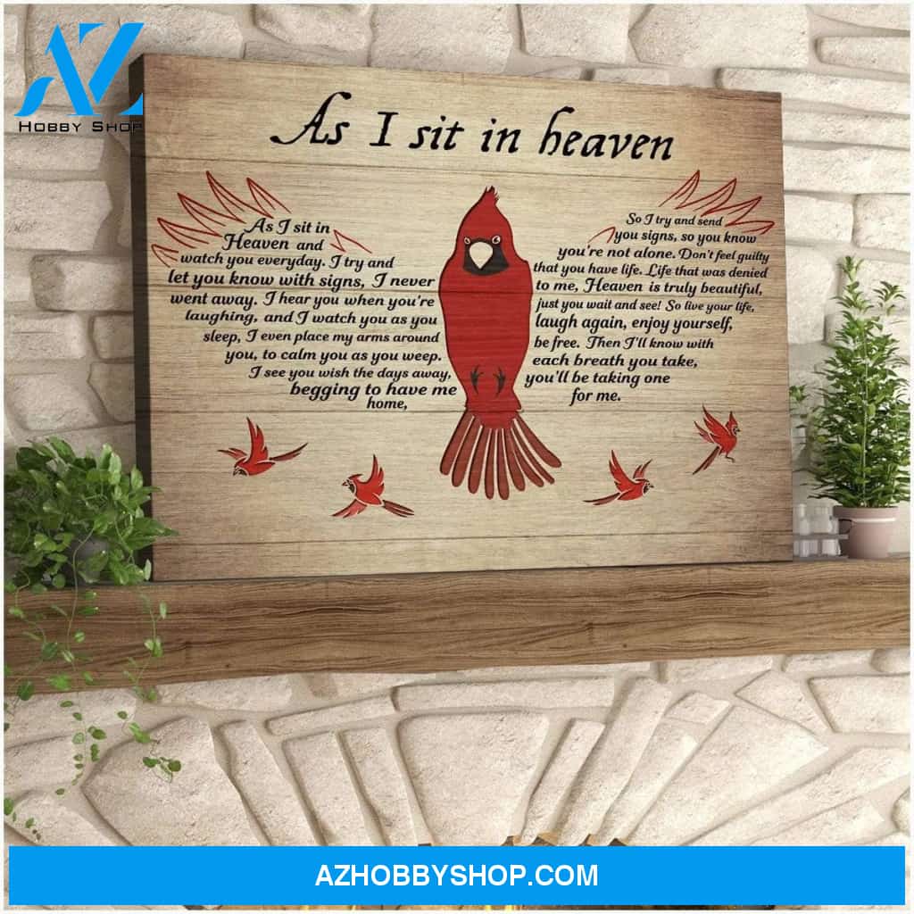 As I Sit In Heaven Cardinal Wall Art Canvas, Wall Decor Visual Art