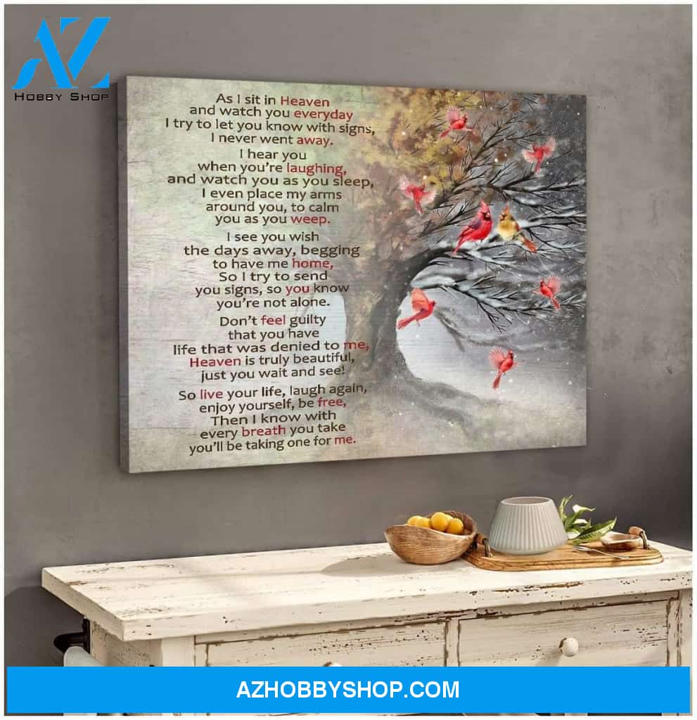As I Sit In Heaven Cardinal Wall Art Canvas, Wall Decor Visual Art