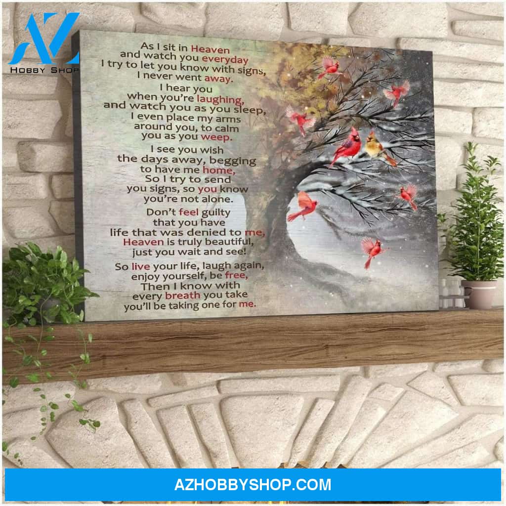 As I Sit In Heaven Cardinal Wall Art Canvas, Wall Decor Visual Art