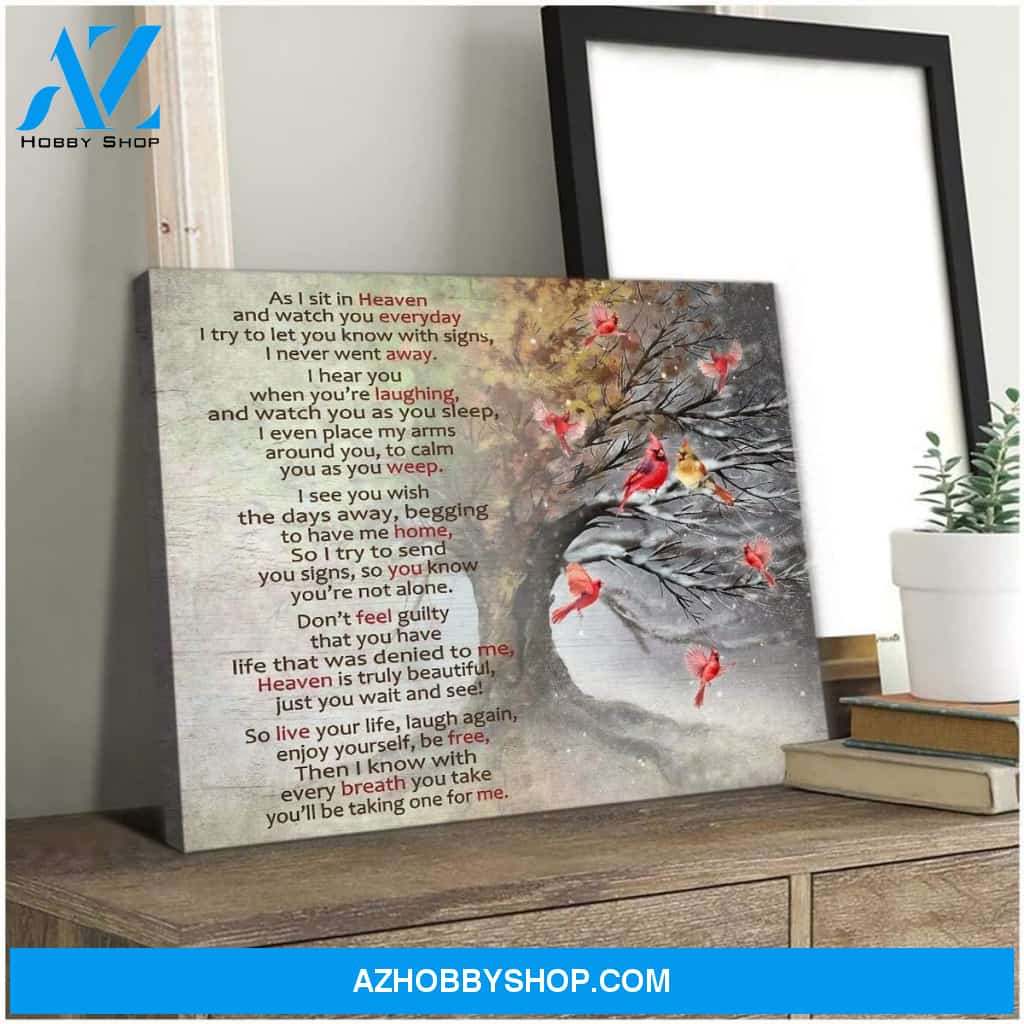 As I Sit In Heaven Cardinal Wall Art Canvas, Wall Decor Visual Art