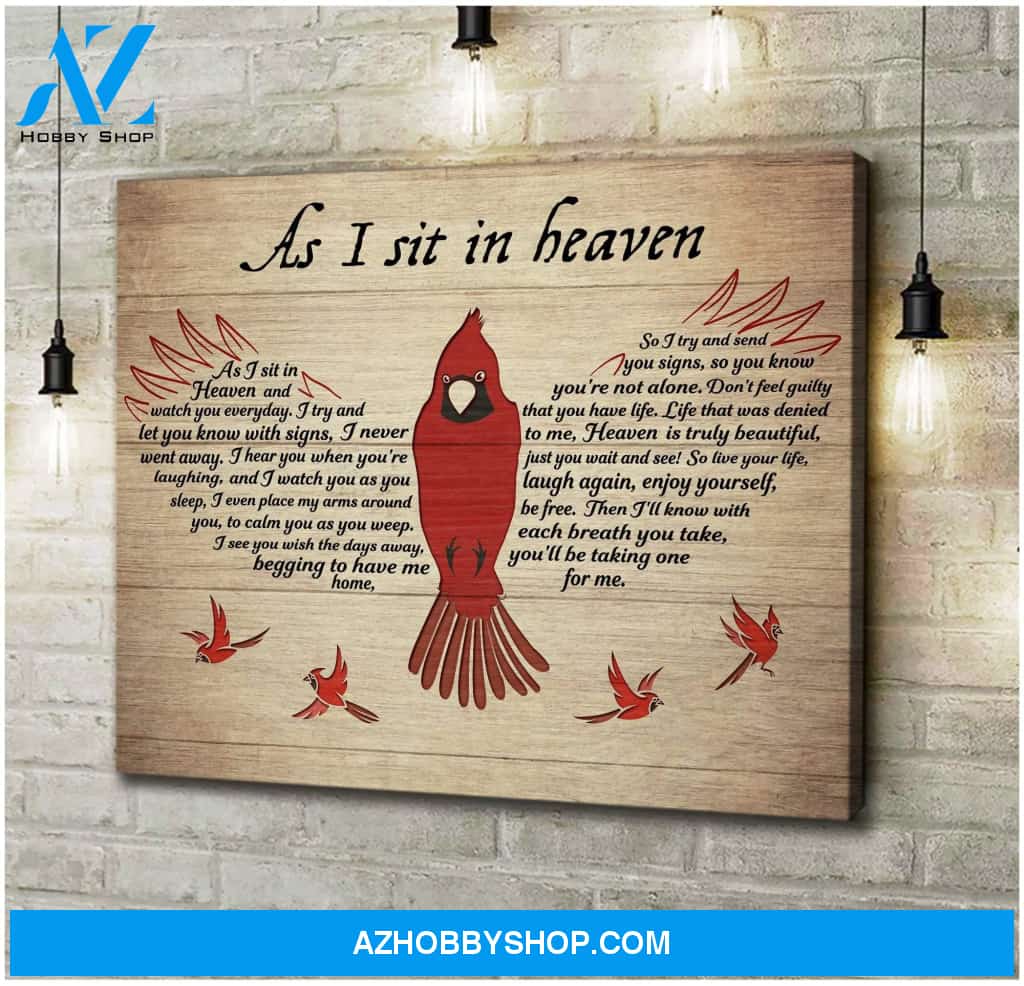 As I Sit In Heaven Cardinal Wall Art Canvas, Wall Decor Visual Art