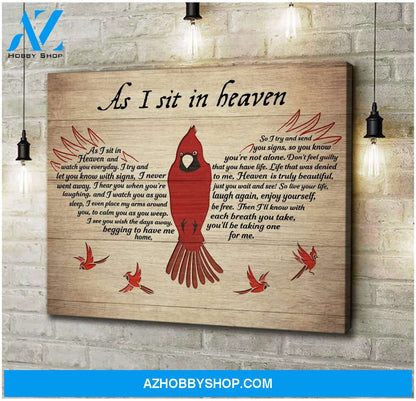 As I Sit In Heaven Cardinal Wall Art Canvas, Wall Decor Visual Art