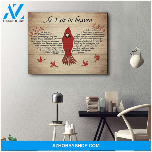 As I Sit In Heaven Cardinal Wall Art Canvas, Wall Decor Visual Art
