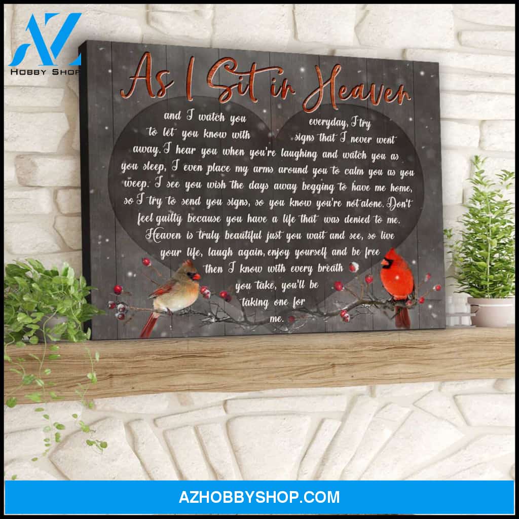 As I Sit In Heaven Cardinals Canvas Wall Art Decor, Wall Decor Visual Art