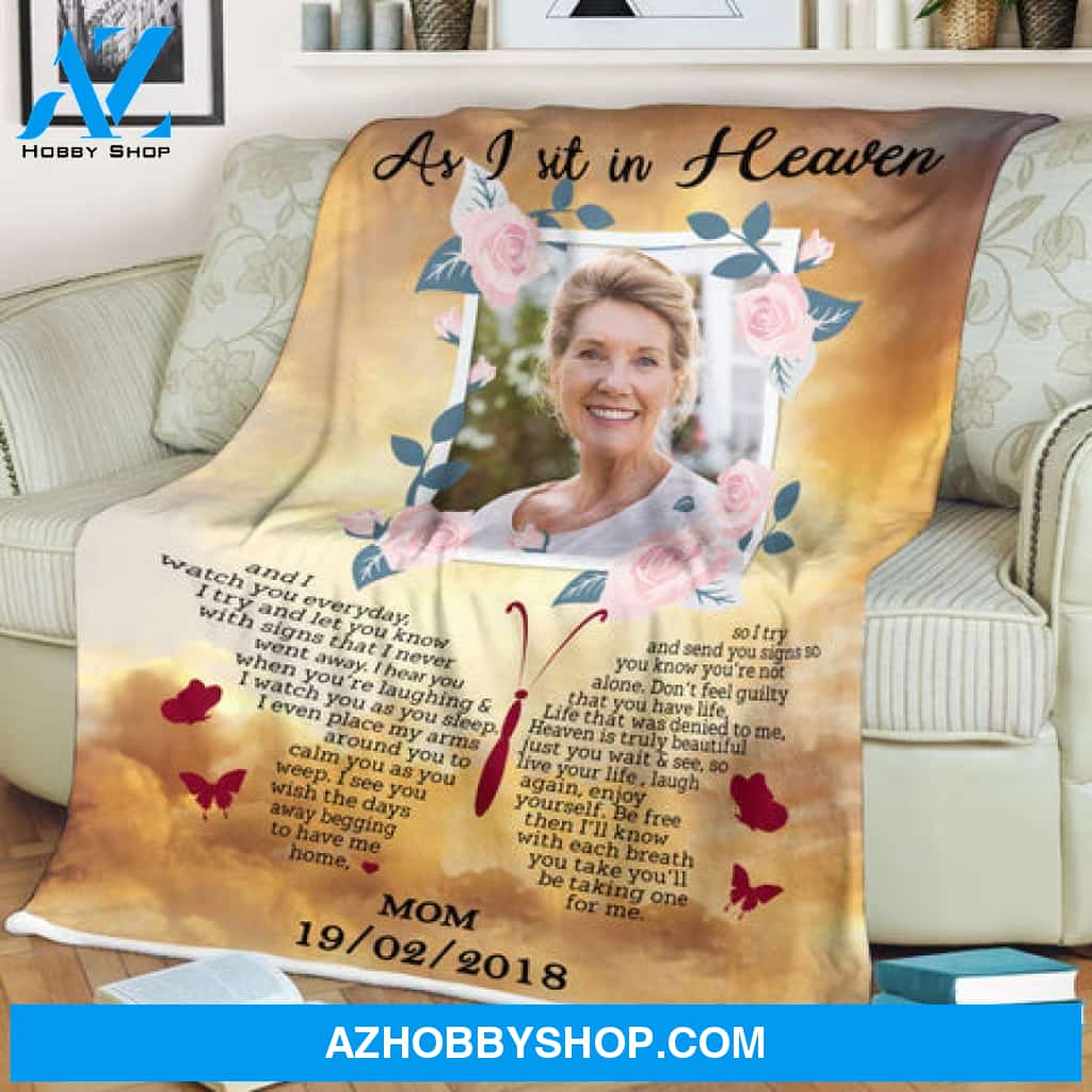 As I Sit In Heaven Custom Photo Blanket Memorial