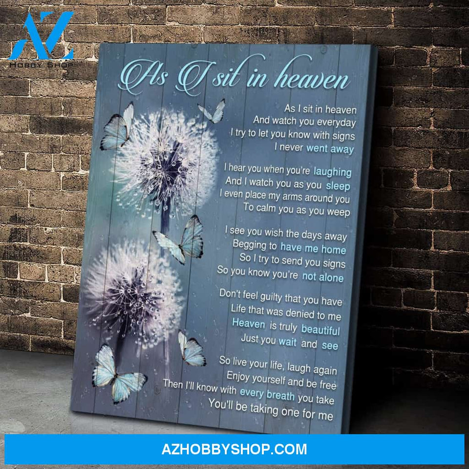 As I Sit In Heaven Dandelion Butterfly Wall Art Canvas, Wall Decor Visual Art