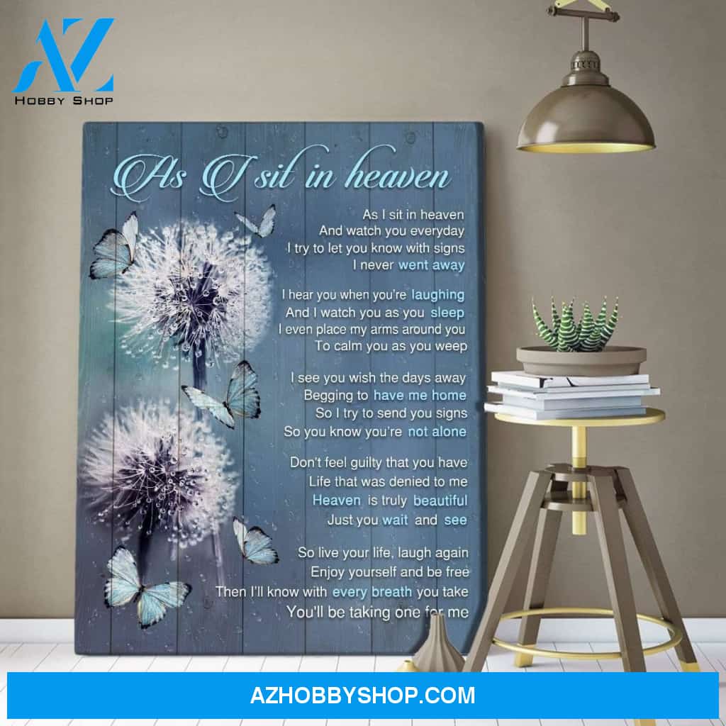 As I Sit In Heaven Dandelion Butterfly Wall Art Canvas, Wall Decor Visual Art