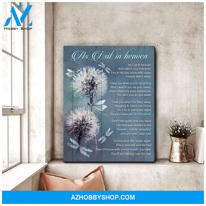 As I Sit In Heaven Dandelion Dragonfly Wall Art Canvas, Wall Decor Visual Art