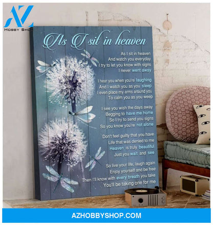 As I Sit In Heaven Dandelion Dragonfly Wall Art Canvas, Wall Decor Visual Art