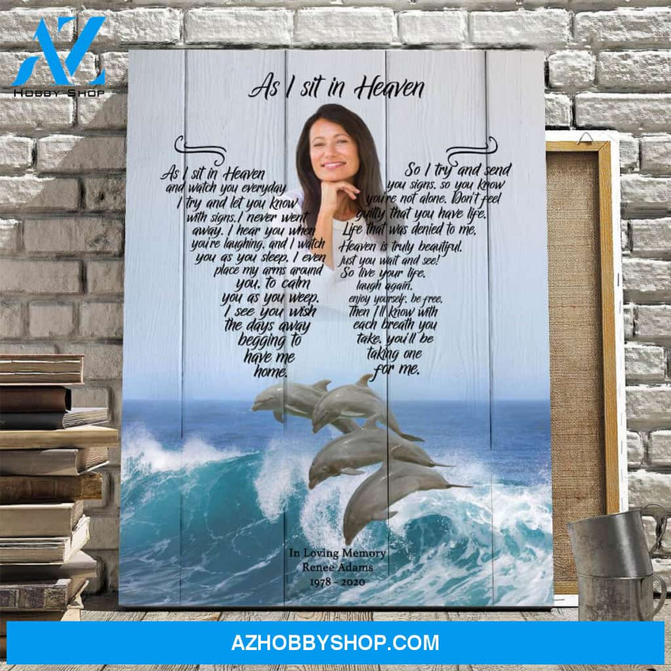 As I Sit In Heaven Dolphin Retreat Background, Canvas, Canvas Wall Art Gif For Family Gift