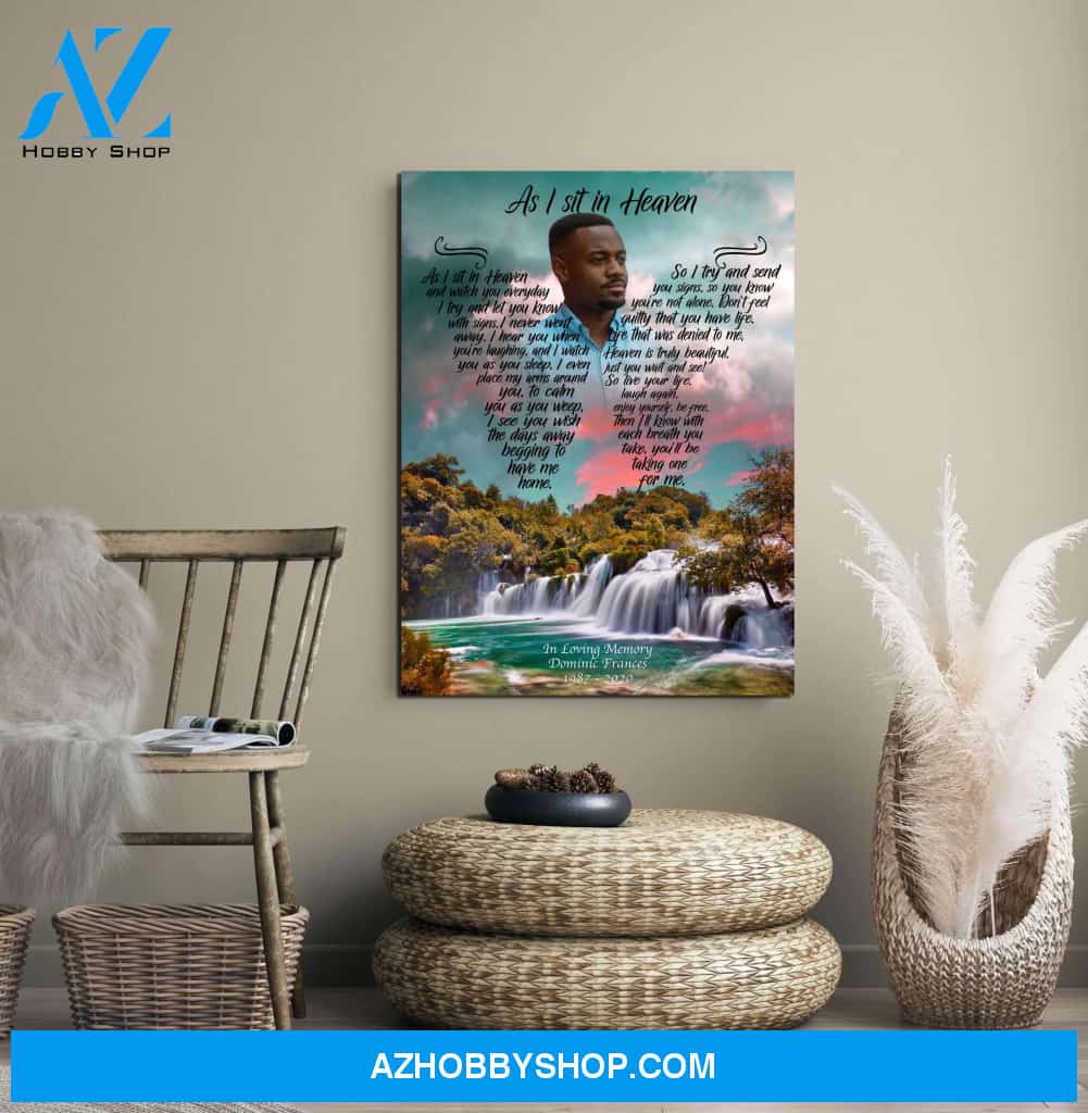 As I Sit In Heaven, Escape To Blue Ridge, Personalized Photo Memorial Canvas, Canvas Wall Art Gift For Family Gift for Remembrance