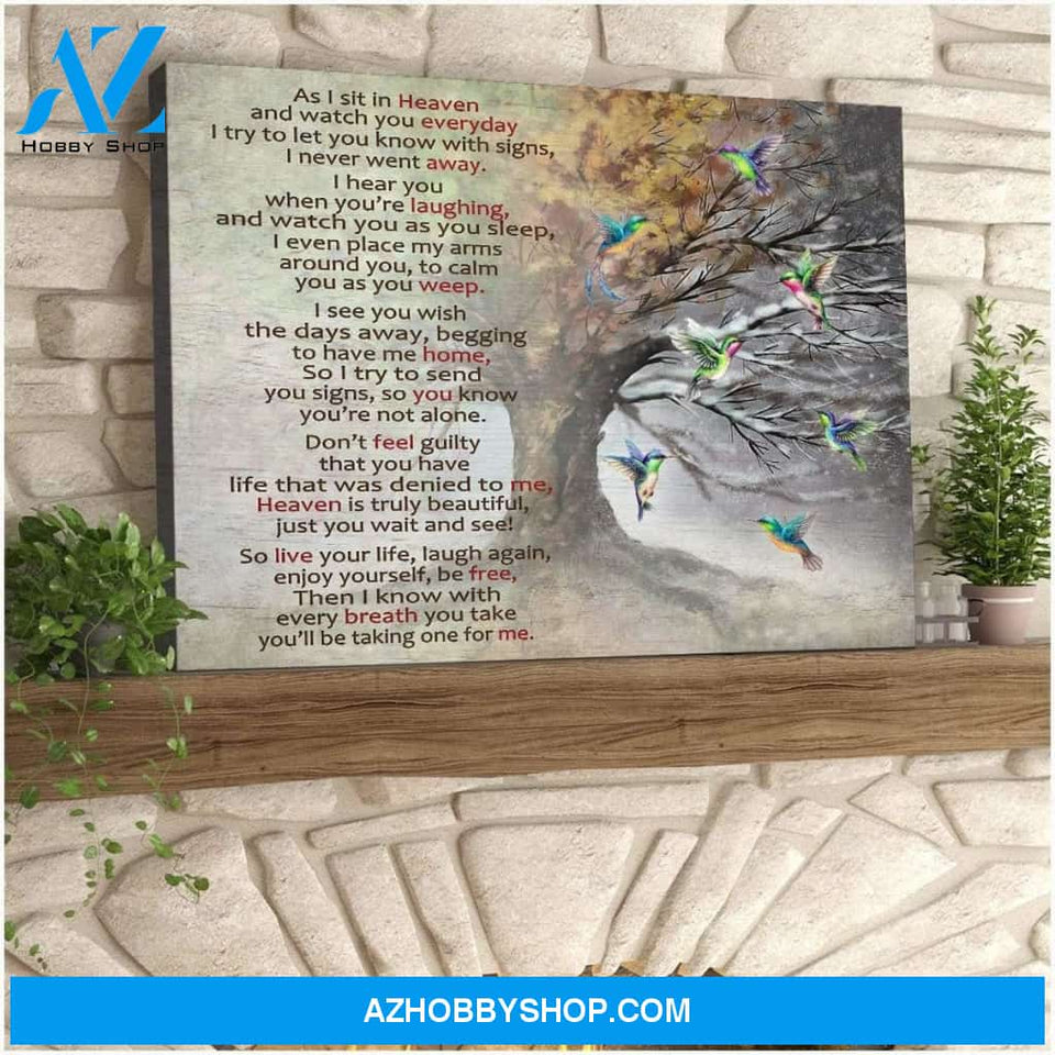 As I Sit In Heaven Hummingbird Wall Art Canvas, Wall Decor Visual Art