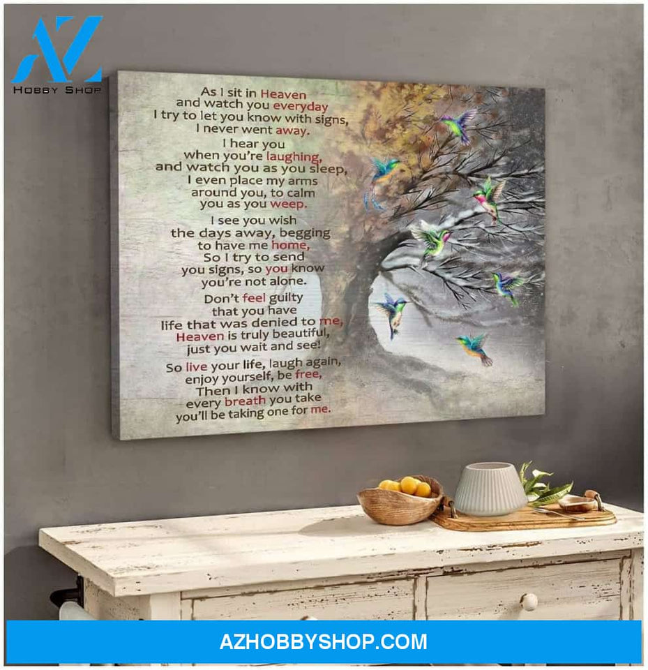 As I Sit In Heaven Hummingbird Wall Art Canvas, Wall Decor Visual Art