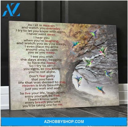 As I Sit In Heaven Hummingbird Wall Art Canvas, Wall Decor Visual Art