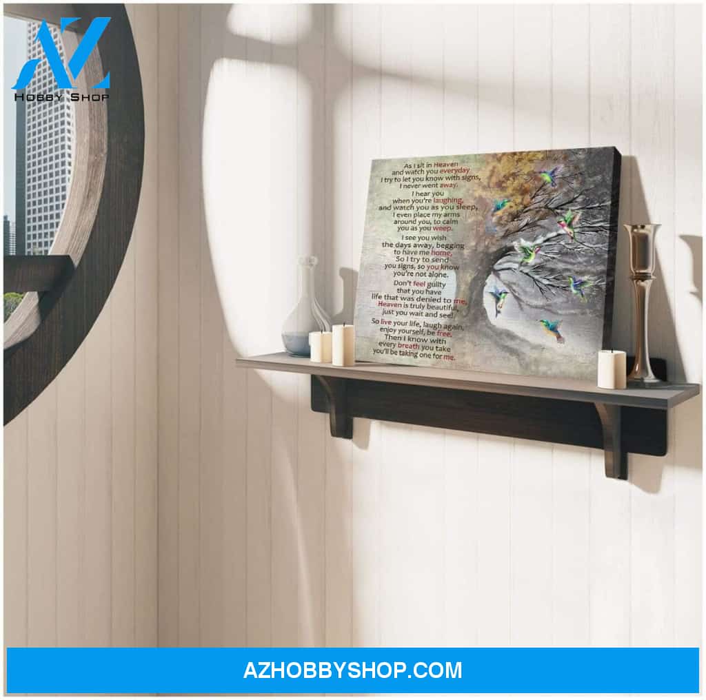 As I Sit In Heaven Hummingbird Wall Art Canvas, Wall Decor Visual Art